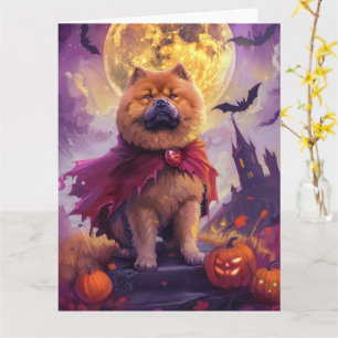 Halloween Chow Chow Vampire Pumpkins eng Kaart