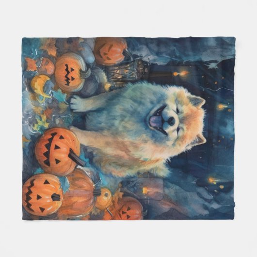 Halloween Chow met pompoenen eng Fleece Deken (Voorkant (Horizontaal))