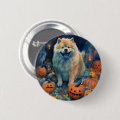 Halloween Chow met pompoenen eng Ronde Button 5,7 Cm (Voorkant /achterkant)
