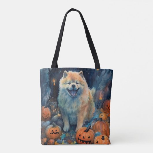 Halloween Chow met pompoenen eng Tote Bag (Achterkant)