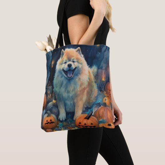 Halloween Chow met pompoenen eng Tote Bag (Dichtbij)