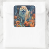 Halloween Chow met pompoenen eng Vierkante Sticker (Tas)