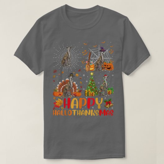 Halloween Christmas Funny Greyhound Dog Hallothank T-shirt (Design voorkant)