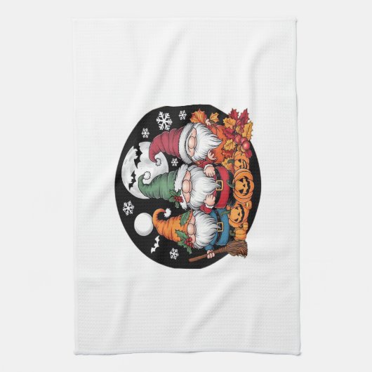 Halloween Christmas Thanksgiving Gnomes Classic T- Theedoek (Verticaal)