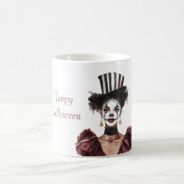 Halloween-circushoed vrouwelijk koffiemok