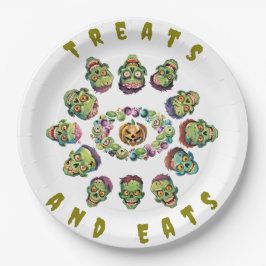 Halloween Cirkel van Zombies Papieren Bordje