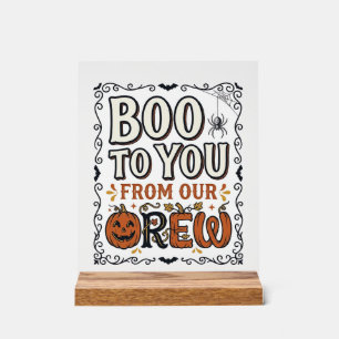 Halloween Citaat Boe Boe van Onze Bemanning Vintag Acryl Bord