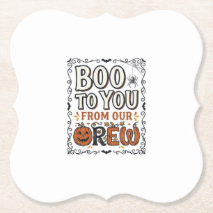 Halloween citaat Boe van onze bemanning Vintage E Kartonnen Onderzetters