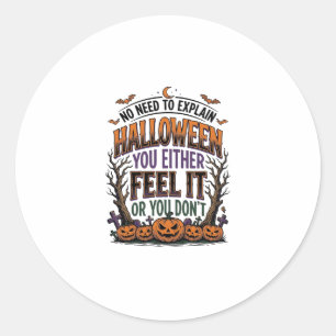 Halloween Citat Shirt Vintage Pompoen Vleermuis Bo Ronde Sticker