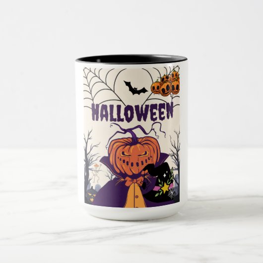 Halloween – citrouille sombre et sorcier mok (Midden)