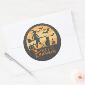 Halloween City en zwarte katten Ronde Sticker (Envelop)