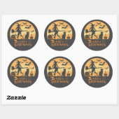 Halloween City en zwarte katten Ronde Sticker (Vel)