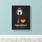 Halloween Classic Elegant Long Black Dress Canvas Afdruk (Insitu (Houten vloer))