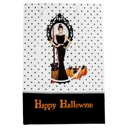 Halloween Classic Elegant Long Black Dress Medium Cadeauzakje (Voorkant)