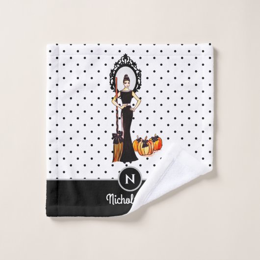 Halloween Classic Elegant Long Black Dress Mode Bad Handdoek (Wasdoekje)