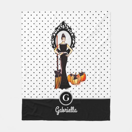 Halloween Classic Elegant Long Black Dress Mode Fleece Deken (Voorkant)