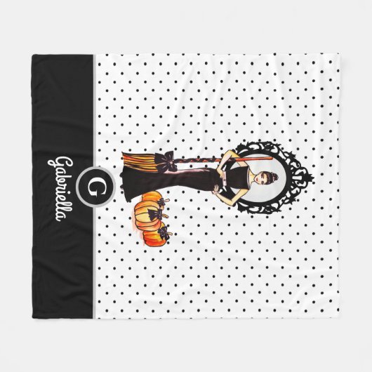 Halloween Classic Elegant Long Black Dress Mode Fleece Deken (Voorkant (Horizontaal))