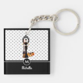 Halloween Classic Elegant Long Black Dress Mode Sleutelhanger (Achterkant)