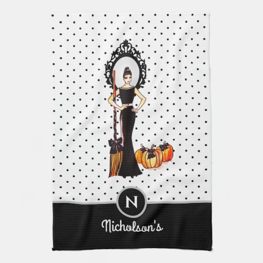 Halloween Classic Elegant Long Black Dress Mode Theedoek (Verticaal)