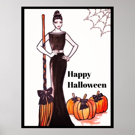Halloween Classic Elegant Long Black Dress Poster (Voorkant)