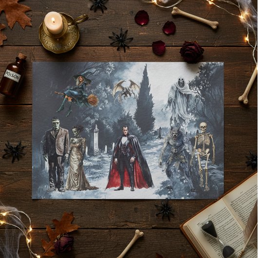 Halloween Classic Monsters Waterverf Tissuepapier