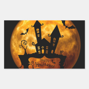 Halloween Classic Ronde Sticker/Haunted Scene Rechthoekige Sticker