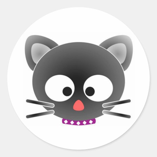Halloween Classic Round Sticker/Kat Face Ronde Sticker (Voorkant)
