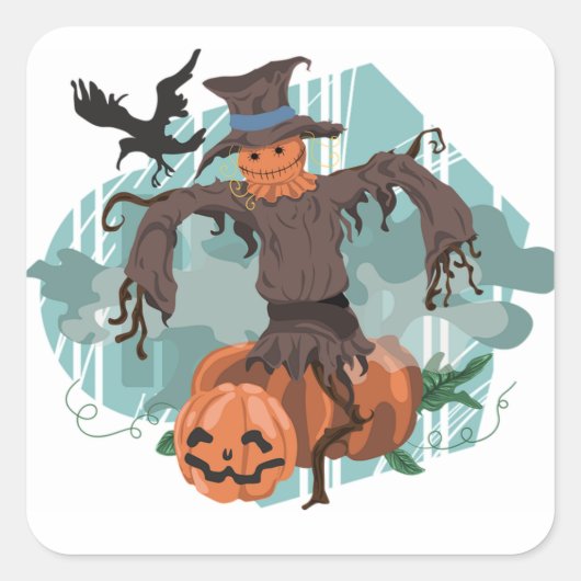 Halloween Classic Round Sticker/Scarecrow Vierkante Sticker (Voorkant)