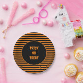 Halloween Classic Sinaasappel en zwart gestreept Papieren Bordje (Feest)