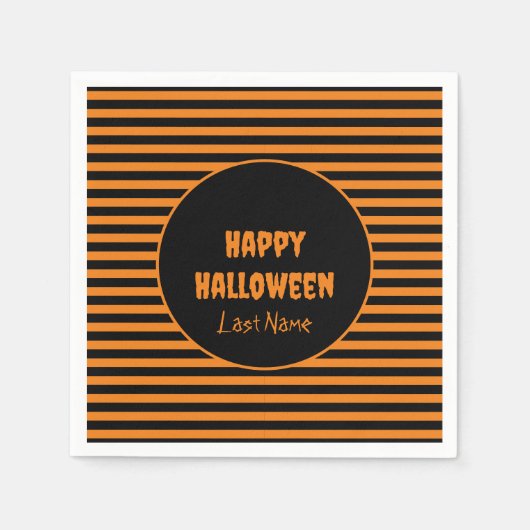 Halloween Classic Sinaasappel en zwart gestreept Servet (Voorkant)