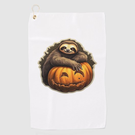 Halloween Classic T-Shirt met Luiaard thema Golfhanddoek (Voorkant)