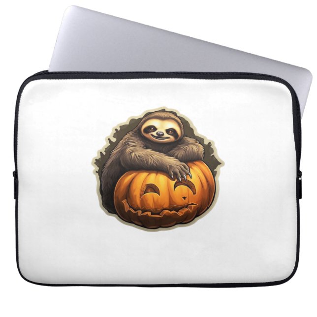 Halloween Classic T-Shirt met Luiaard thema Laptop Sleeve (Voorkant)