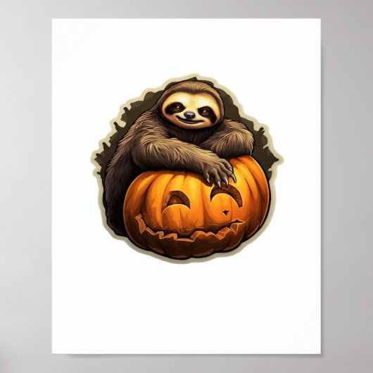 Halloween Classic T-Shirt met Luiaard thema Poster (Voorkant)