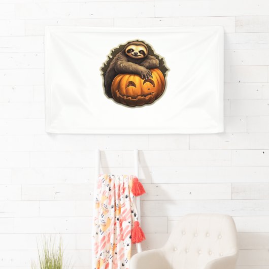 Halloween Classic T-Shirt met Luiaard thema Spandoek (Insitu)