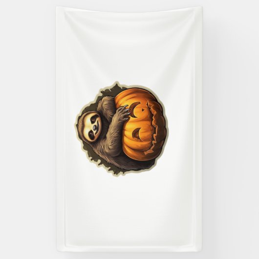 Halloween Classic T-Shirt met Luiaard thema Spandoek (Verticaal)