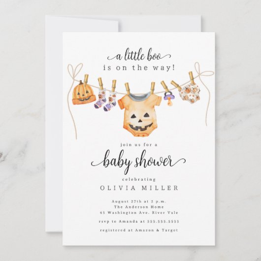 Halloween Clothesline Baby shower Uitnodiging (Voorkant)