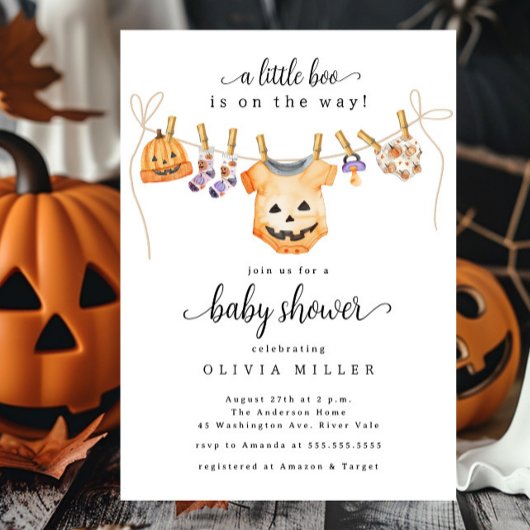 Halloween Clothesline Baby shower Uitnodiging