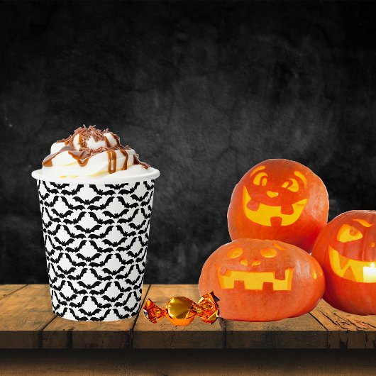 Halloween Cloud Colony van vleermuizen in zwart-wi Papieren Bekers