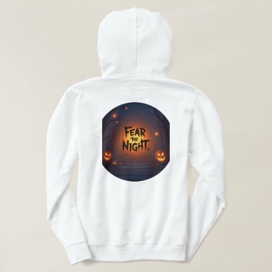 Halloween Clown Zittend op Jack in Spooky Forest Hoodie (Design achterkant)