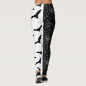 Halloween Cobwebs and Bats Black and White Pattern Leggings (Achterkant)