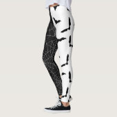 Halloween Cobwebs and Bats Black and White Pattern Leggings (Links)