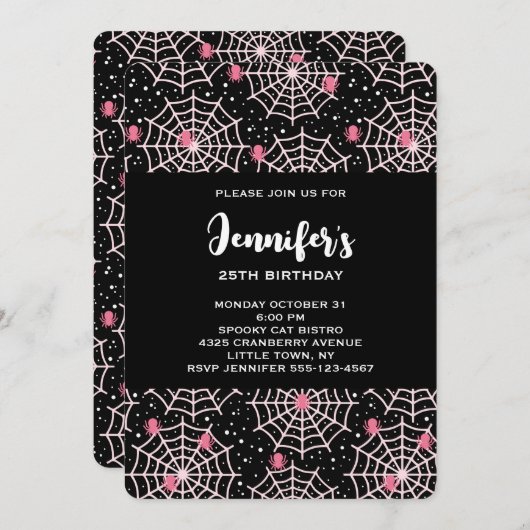 Halloween Cobwebs & Spiders Pattern Birthday Kaart (Voorkant / Achterkant)