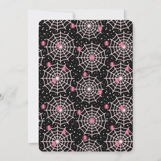 Halloween Cobwebs & Spiders Pattern Birthday Kaart (Achterkant)
