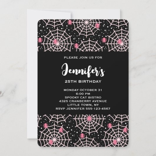 Halloween Cobwebs & Spiders Pattern Birthday Kaart (Voorkant)