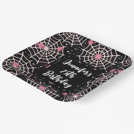 Halloween Cobwebs & Spiders Pattern Birthday Papieren Bordje (Gebogen)