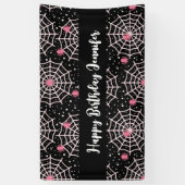 Halloween Cobwebs & Spiders Pattern Birthday Spandoek (Verticaal)