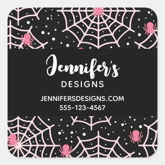 Halloween Cobwebs & Spiders Pattern Business Vierkante Sticker (Voorkant)