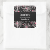 Halloween Cobwebs & Spiders Pattern Candle Biz Vierkante Sticker (Tas)