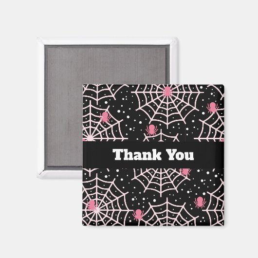 Halloween Cobwebs & Spiders Pattern Hartelijk dank Magneet (Voorkant / Achterkant)