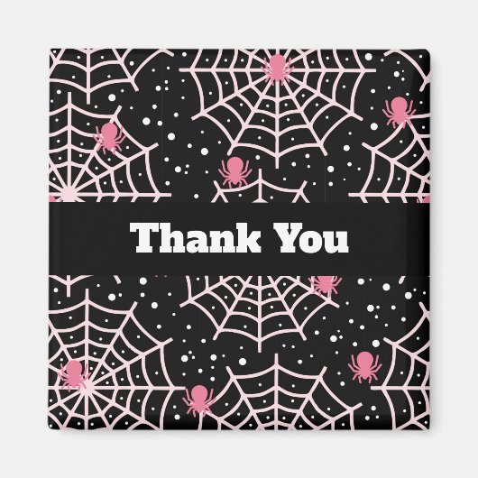 Halloween Cobwebs & Spiders Pattern Hartelijk dank Magneet (Voorkant)